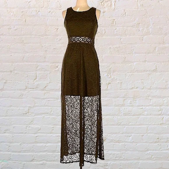 Bailey Blue Dresses | Olive Green Crochet Sleeveless Embroidered Lace Mini Maxi Dress | Color: Green | Size: L | Berlinschmick's Closet